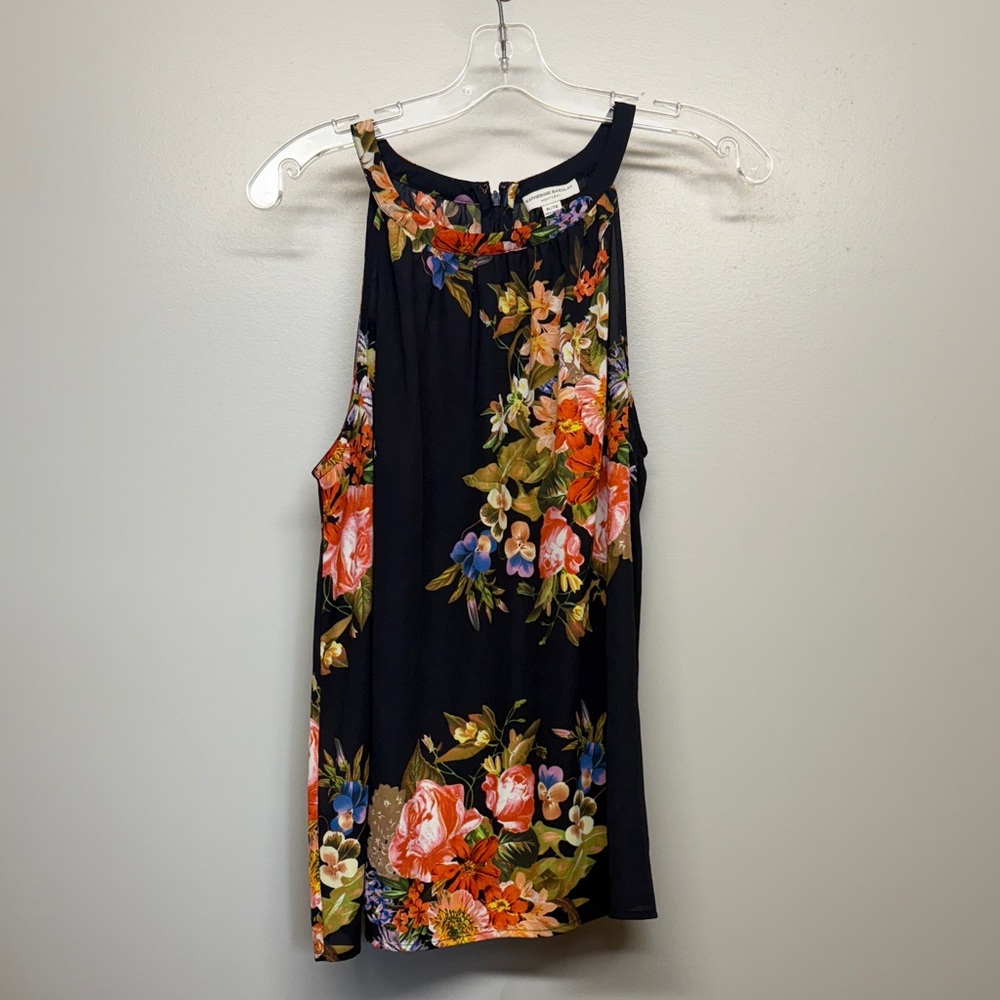 Katherine Barclay Navy Floral Halter Tank Top